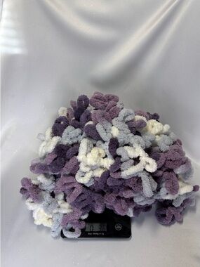 Plush Pom Pom Yarn Bundle in Lavender, Gray & Cream
